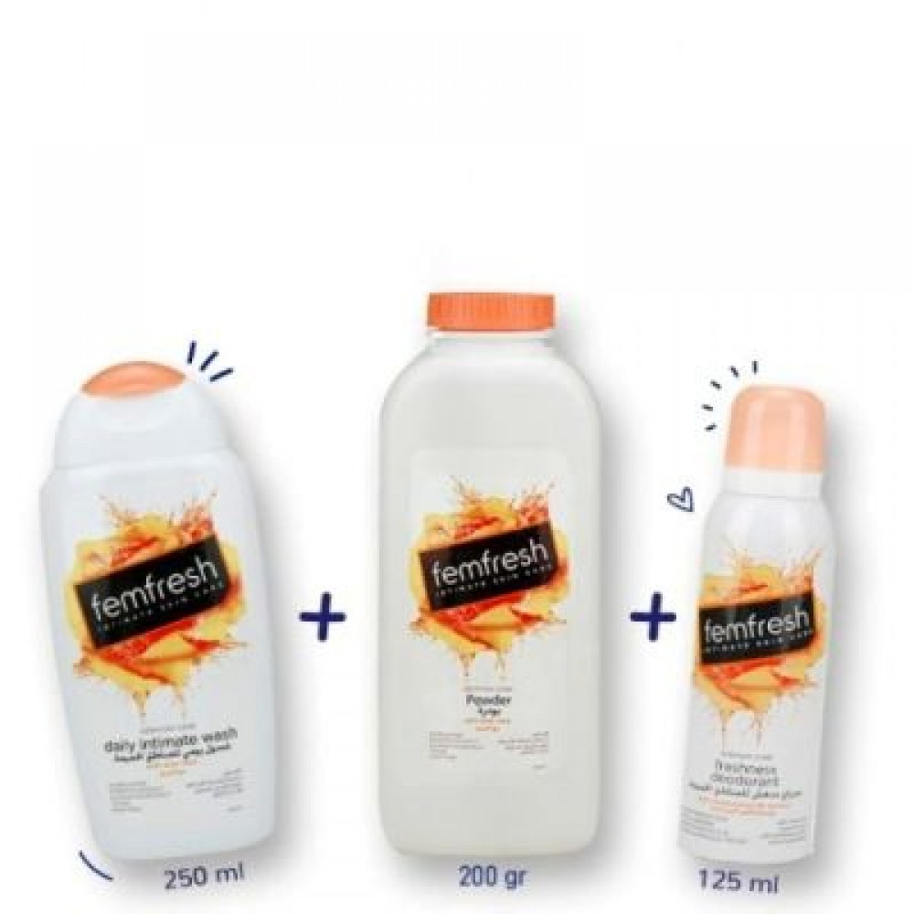 طقم فيم فريش يحتوي على البخاخ والبودرة والغسول