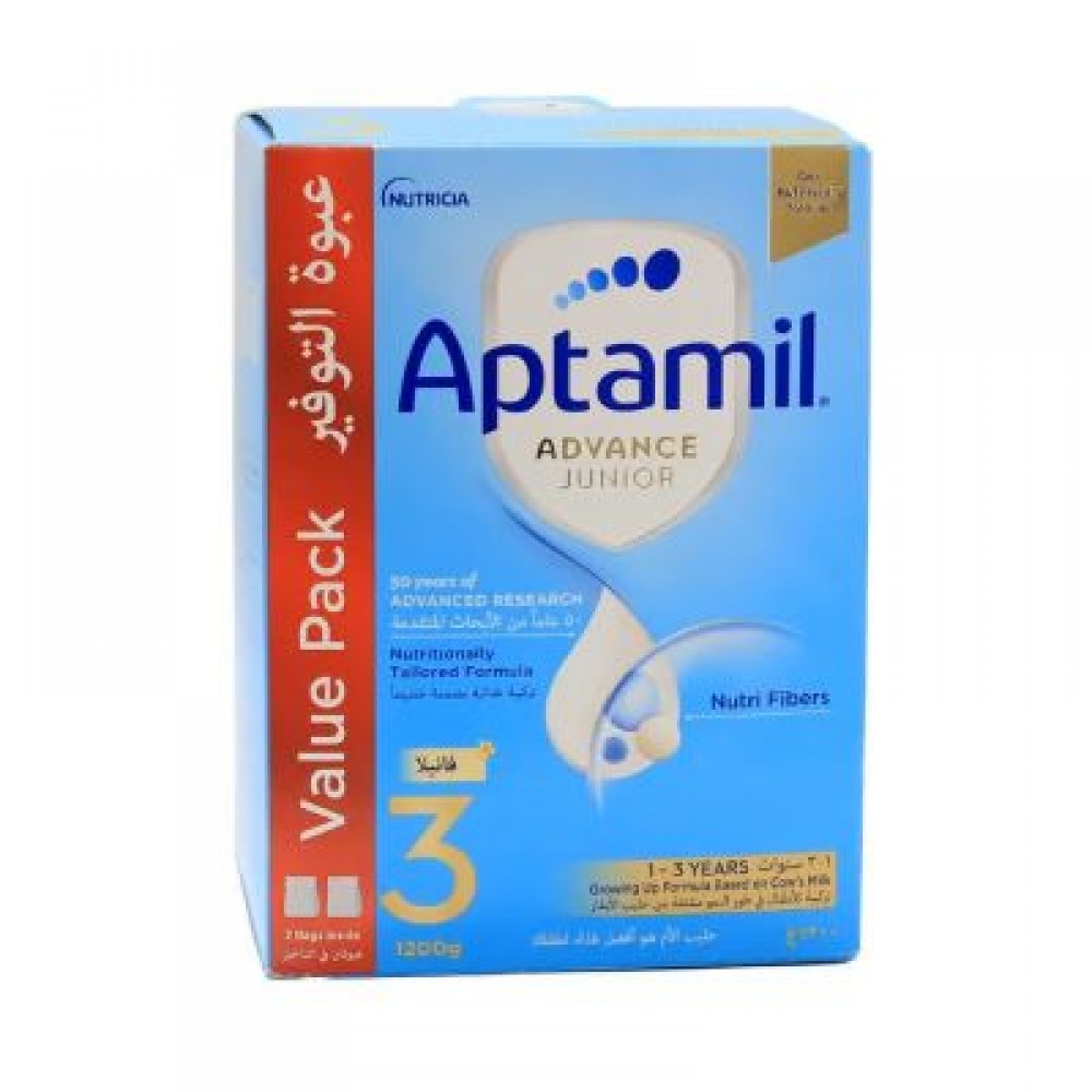 أبتاميل أدفانس جونيور 3 حليب أطفال بطعم الفانيلا 1-3 سنوات 1200 جم عبوة التوفير