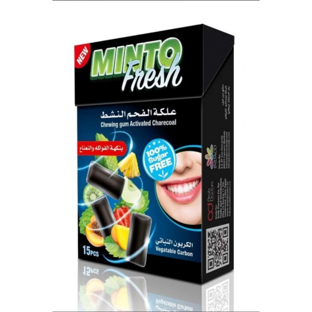 علك الفحم منتو فريش فواكة ونعناع 15 قطعه