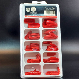  مجموعة اظافر اصطناعية احمر اللون 100 حبه..