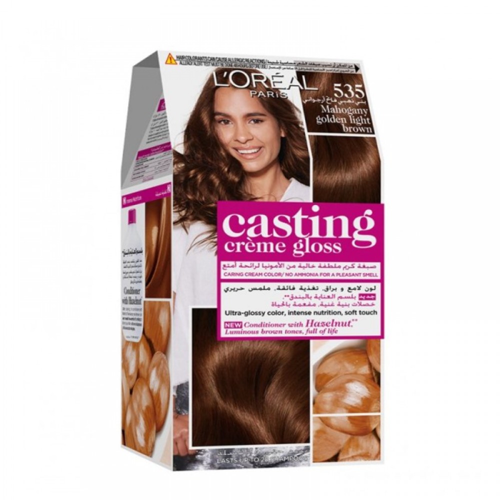 صبغة شعر كاستينج كريم جلوس-535   لون بني ذهبي فاتح ارجواني من لوريال باريس 