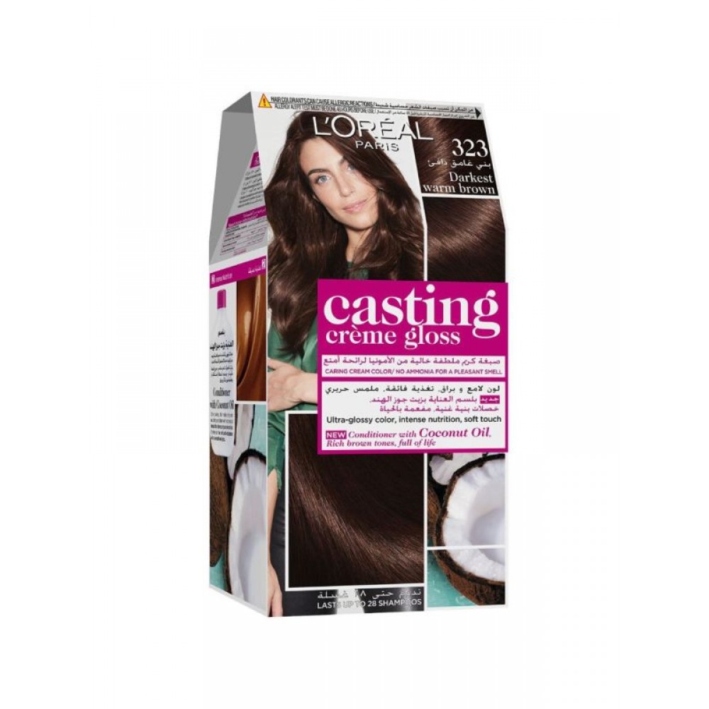 صبغة شعر كاستينج كريم جلوس - 323 بني غامق دافئ من لوريال باريس 