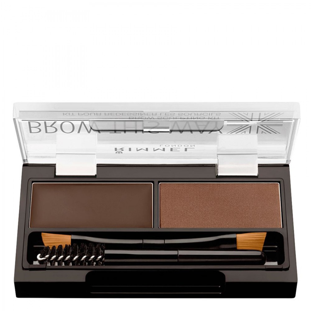 مجموعة بودرة الحواجب ريميل لندن برو ذيس واي - بني غامق